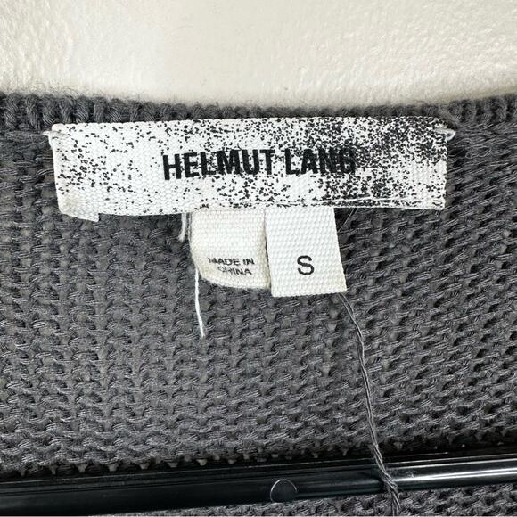 Helmut Lang Sweater Womens Small Gray Linen Blend V-Neck Long Sleeve Knit Top - Picture 3 of 9